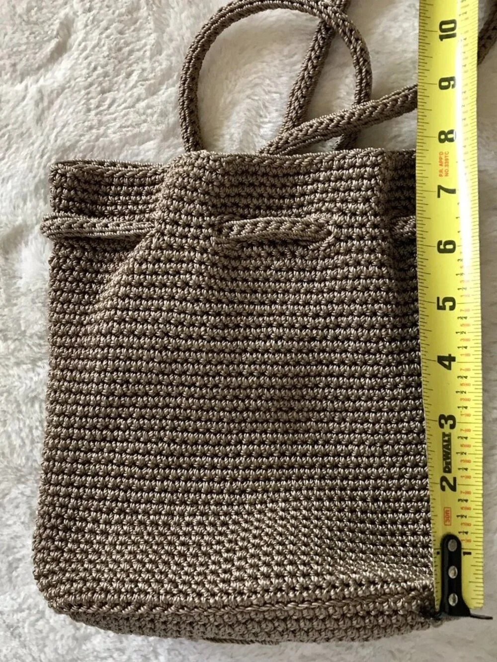 The Sak Drawstring Mini Backpack Purse‎ Dark Stone Brown Crochet Bucket Bag